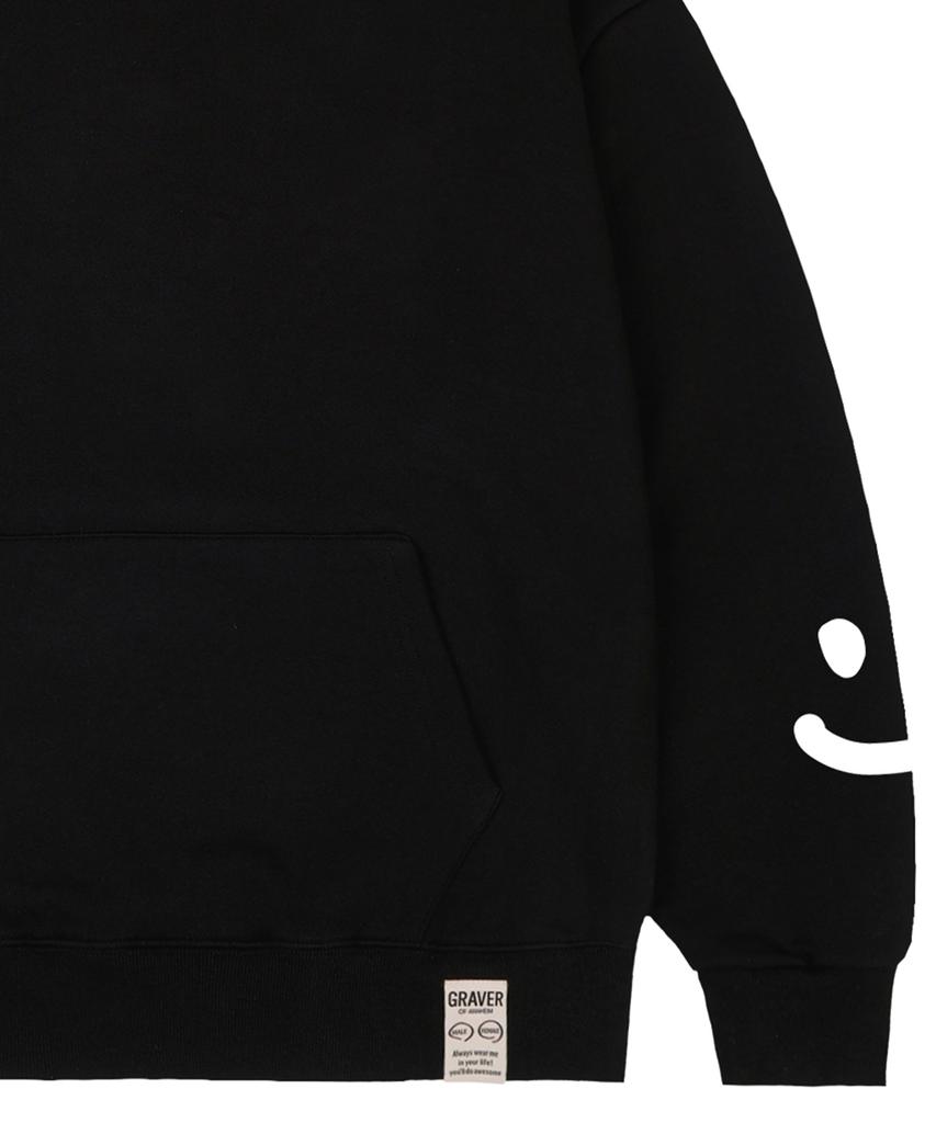 [Unisex] Multi Smile Drawing Hoodie_Black/White Logo