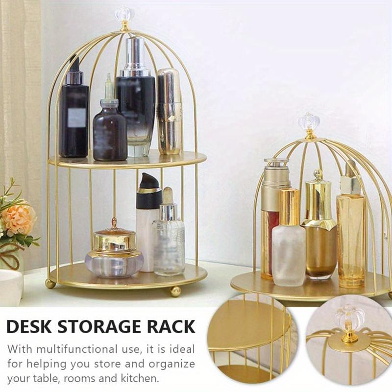 Single/double-layer 1pc Bathroom Skin Care Cosmetics Iron Bird Cage Storage rack,Jewelry Makeup Organizer Storage Rack Suitable for Girls.