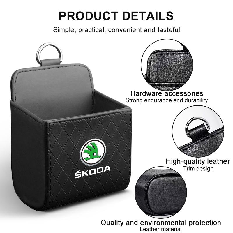 Car Interior Storage Bag Air Outlet Debris Bag Hanging Organizer Box for Skoda SCALA Superb Octavia 2 3 A4 A5 Fabia Kamiq Kapoq Kodiaq Rapid