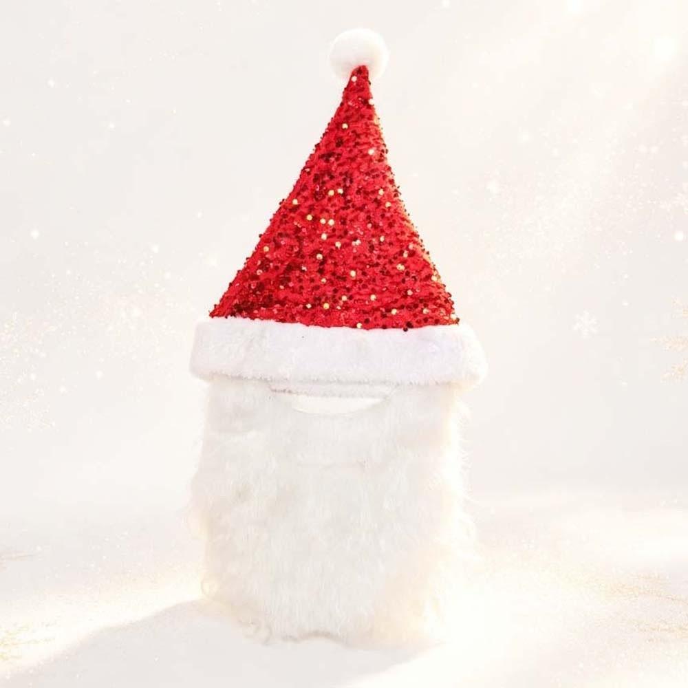 Fake Beard Plush Xmas Cap Long Plush Festive Party Cap Christmas Santa Hat  Stage Performance