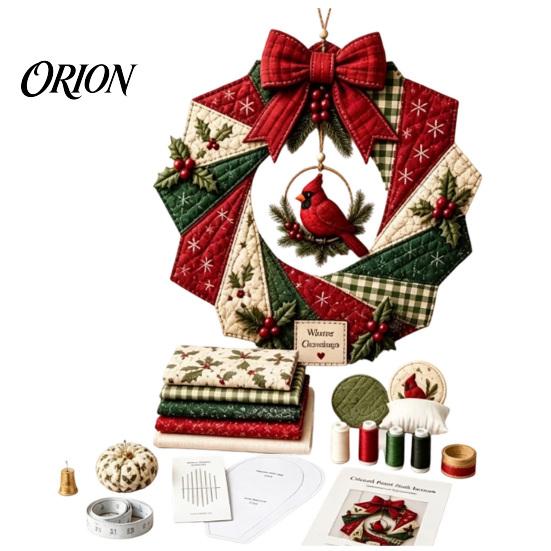 Weihnkranz DIY-Set Stoff-Set, Patchwork Anfängerfreundlich Handgemachtes Feiertagsbastel-Girlanden-Materialien Dekoration Set für Haustür, Wand