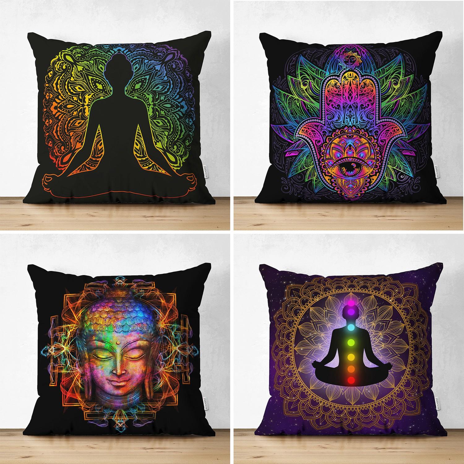 

Красочный набор из 4 двухсторонних замшевых чехлов для подушки Far East Yoga Design