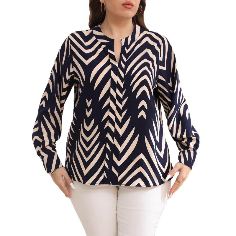 Vintage Printed Long Sleeve Loose Fit Oversized Shirt For Women