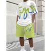 Urban Street Fashion Trend Men's Round Neck Short Sleeved Shorts Set, Outdoor Simple Casual and Comfortable