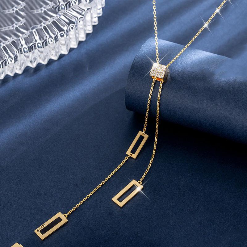 New geometric square long necklace women's Korean light luxury personalized sweater chain temperament versatile neck accessories