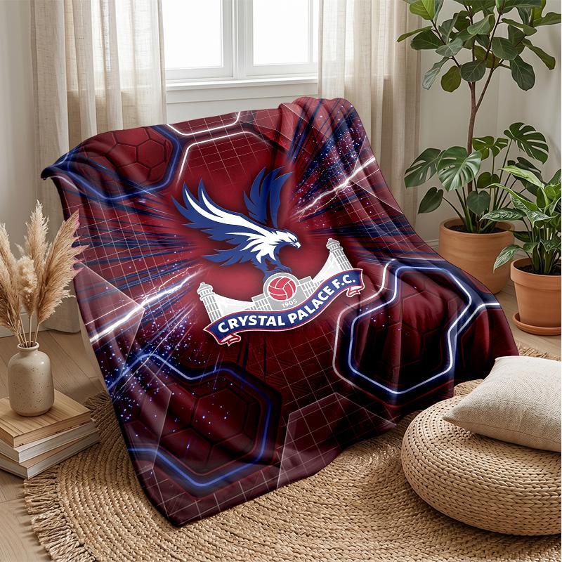 Couverture Flottante en Flanelle Imprimée Football Crystal Palace, Couverture Jetée Douce Chaude Légère pour Canapé Lit Camping