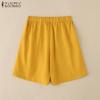 ZANZEA Women Casual Elastic Waist Loose A-line Short Pants