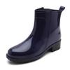 Damen Regenstiefel Wasserdicht Gummisohle Niedriger Absatz Winterschuhe Weiblich Mittelhoher Schaft Mode Schwarz Lässiges Luxusdesign Stiefelette