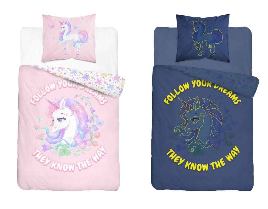Bedding set 140x200 glow in the dark unicorn unicorn