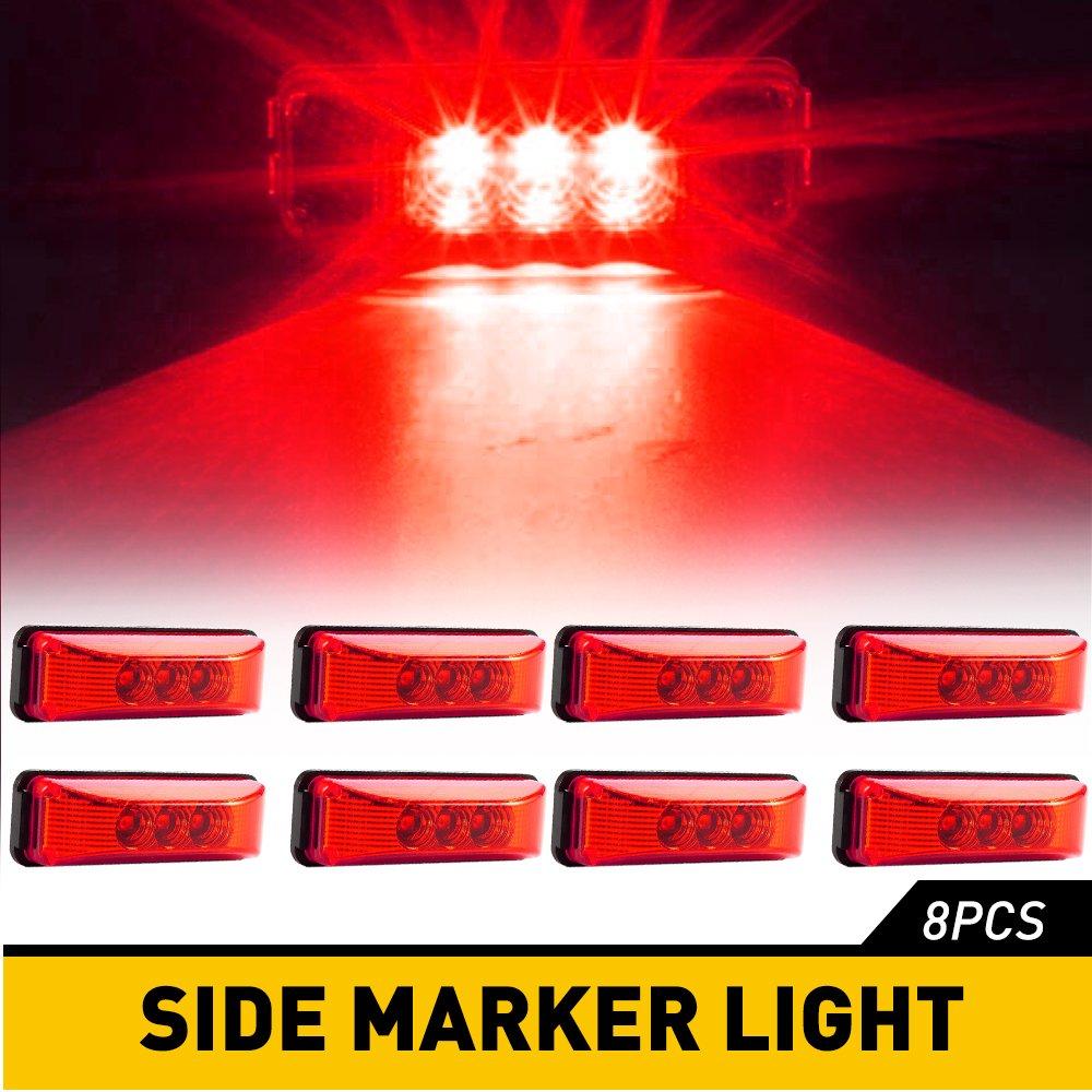 8x Red LED Side Marker Lights RV Truck Trailer Clearance Light Waterproof EOA