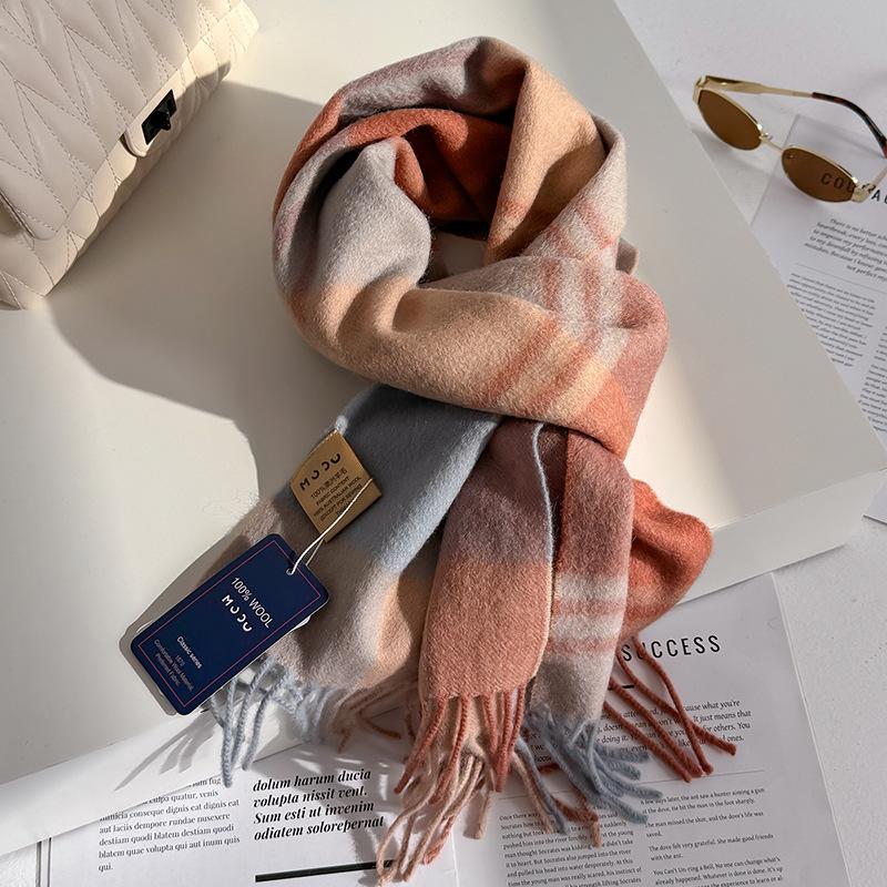 Wollschal für Damen, Herbst/Winter, Vintage-Preppy-Stil, kariert, Wickelschal, Pashmina Mujer Femme Foulard Bufanda Schal Stola