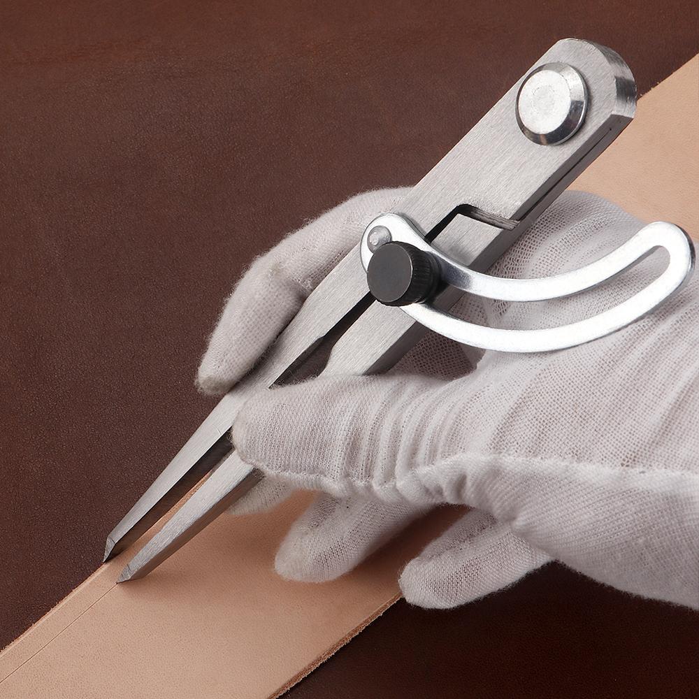 1pc Leathercraft  Measuring Marking Ruler Device, Leather Craftwork Spacing Gauge Accessories, DIY Leather Adjustable Scriber