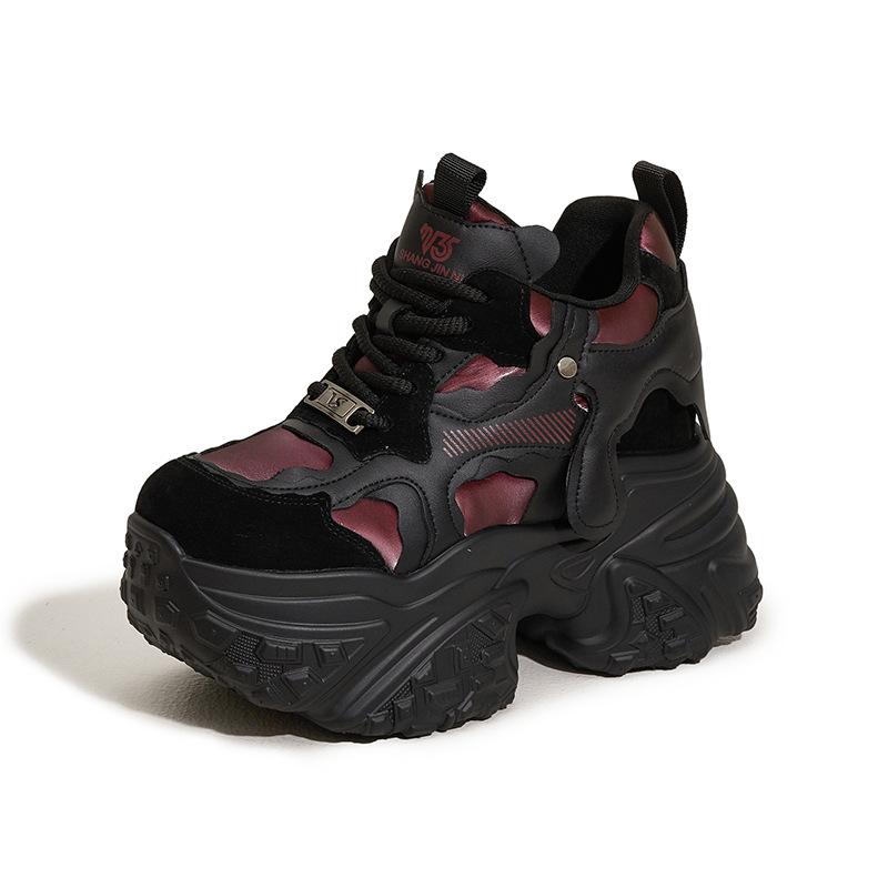 

Platform dad shoes women s 2025 spring and autumn new small inner height increase women s shoes fashionable versatile warm muffin shoes 39 чёрный