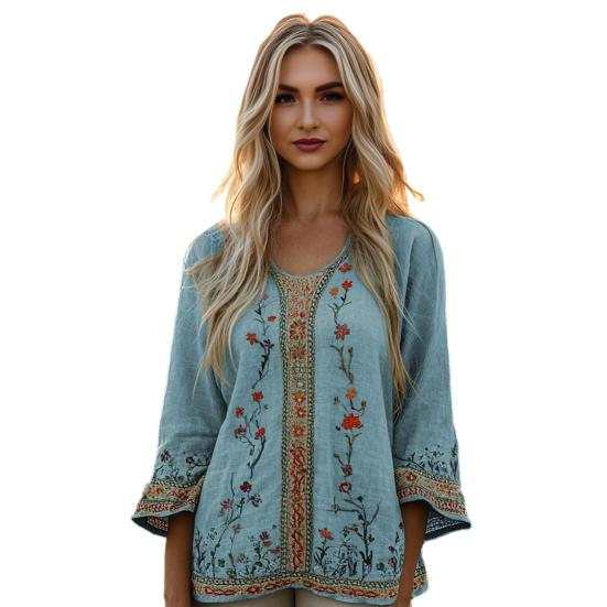 Damen Pullover Rundhals Langarm Lockerer Schnitt Pullover 3D Blumenmuster