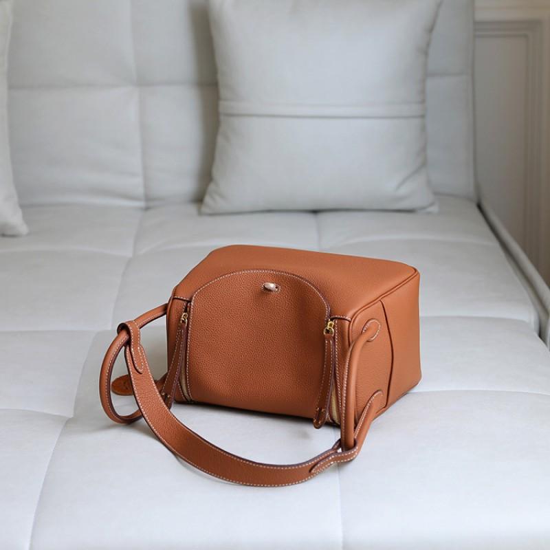 Lindi Bag Leather Top-layer Cowhide High-quality Feel Doctor Single-shoulder Slanting Hanging Handbag Medium