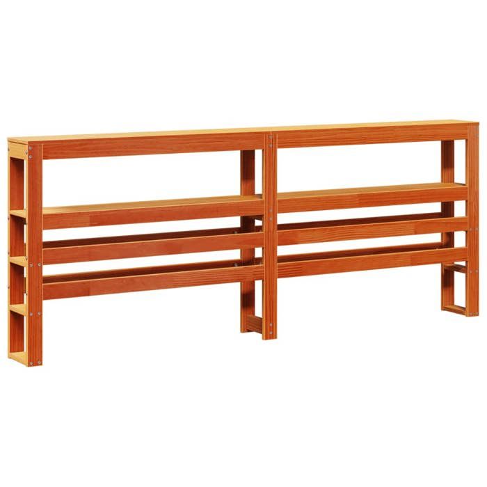 VidaXL Tête de lit avec étagères marron cire 200 cm bois massif de pin, tête de lit en bois, tête de lit avec rangement, 850874