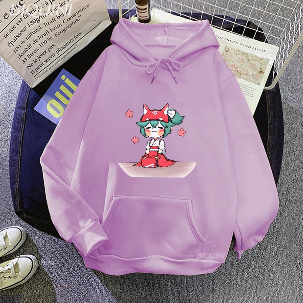 Anime Overwatch 2 Kawaii Kiriko Hoodies Hot Game Anime Manga Fans Men Women Clothing Winter Warm Sweatshirt Oversized Harajuku