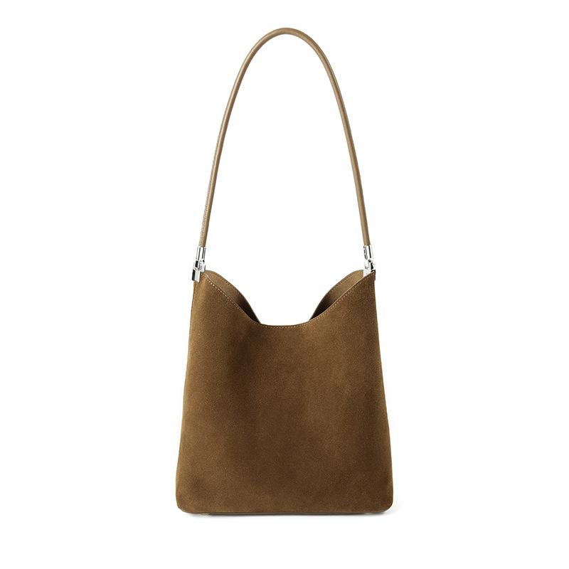 

Female Luxury Designer Cowhide Handbags Women s Suede Cow Leather Shoulder Underarm Bag Ladies Retro Fashi Bags High Quality 24.5x11x29cm коричневый