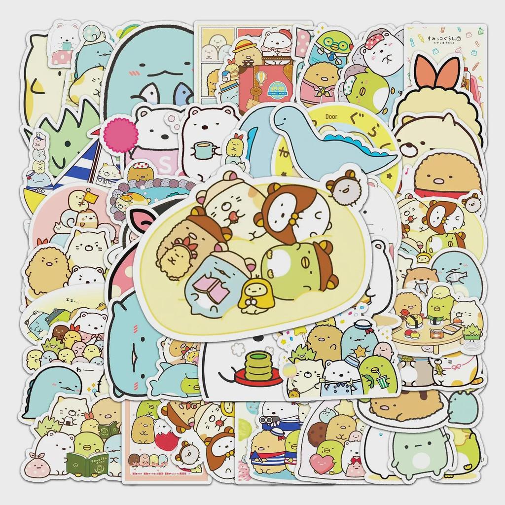 50 Cute Cartoon Creature Stickers: Graffiti, DIY Cards, Skateboards & Suitcases