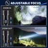 High Power LED Flashlight  Rechargeable - Long Range Torch with Telescopic Zoom, Bright Self-Defense Flashlight for Outdoor Use