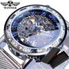 Winner Casual Mechanical Watches For Men Golden Roman Fashion Stainless Steel Belt Mesh Strap Wristwatch Clock Relogio Masculino