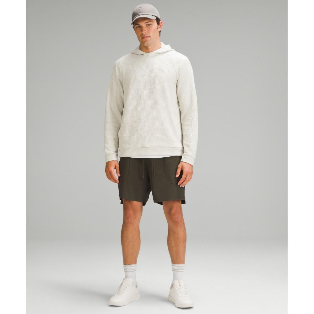 Lululemon Textured Double Knit Cotton Hoodie Heathered Bone Black