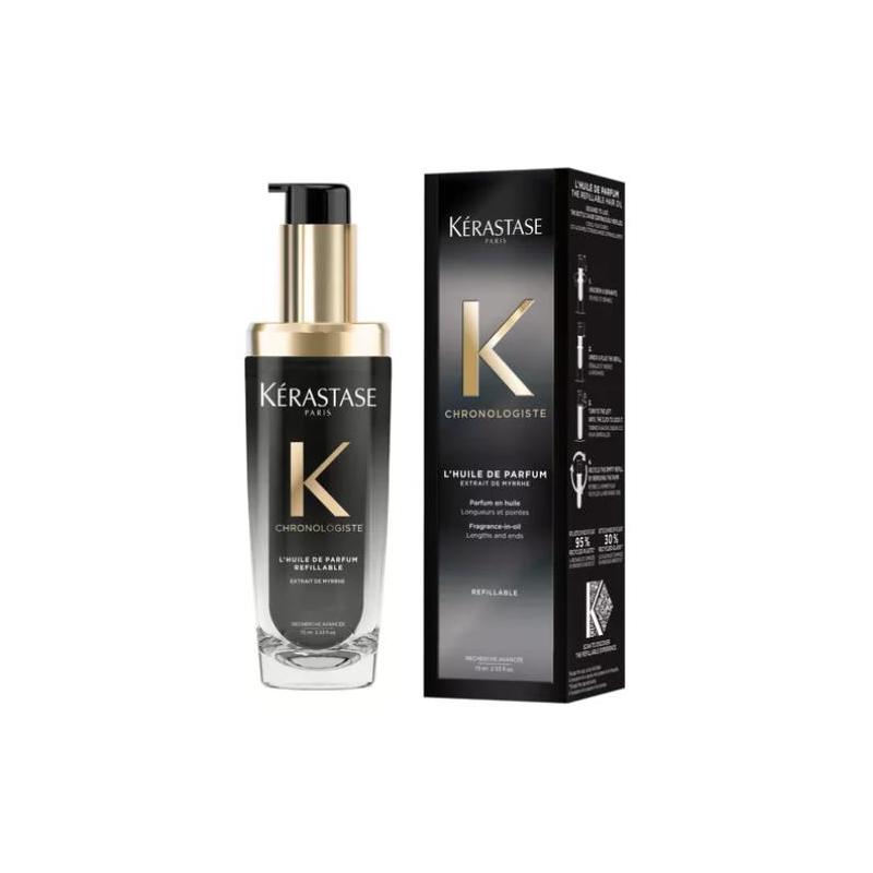 Масло для волос Kerastase Chronologiste Haiyuan Black Diamond Care Essential придает блеск, гладкость и увлажнение, улучшает состояние волос. 75 мл чёрный