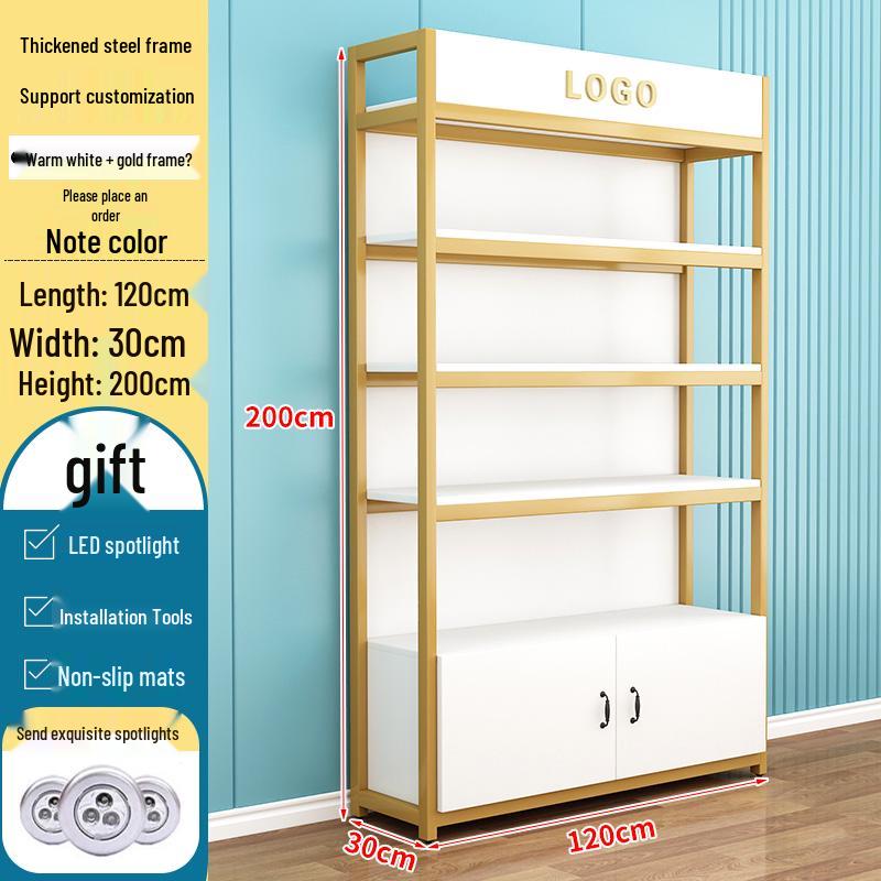 Steel-Wood Multi-Layer Floor Display Rack for Cosmetics and Baby Store