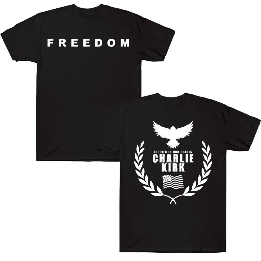 Charlie Kirk Freedom Commemorate Men's T-shirts Harajuku Graphic Cotton T Shirts Streetwear Tribute Memorial American Hero Tees