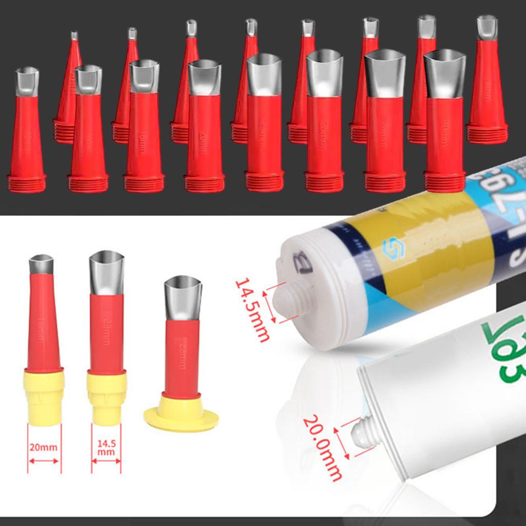 Stainless Steel Caulking Nozzles 16Size With 6Base Durability Sealant Applicator Tool For Kitchen Bathroom Sink Joints