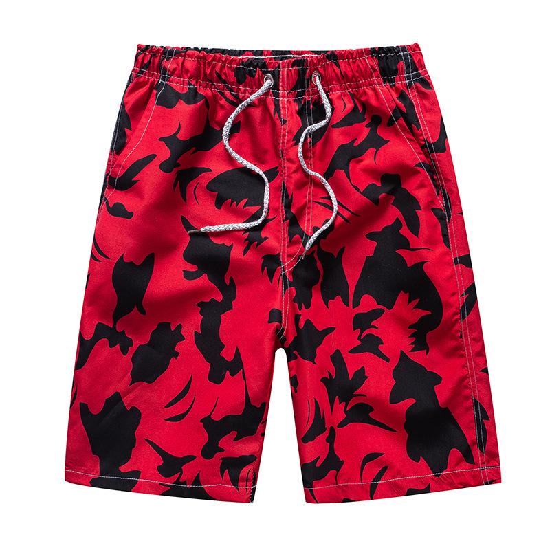 Men Beachwear Chic Elastic Waist Cool Quick Drying Long Square Plaid Pattern Summer Shorts for Sports Beach