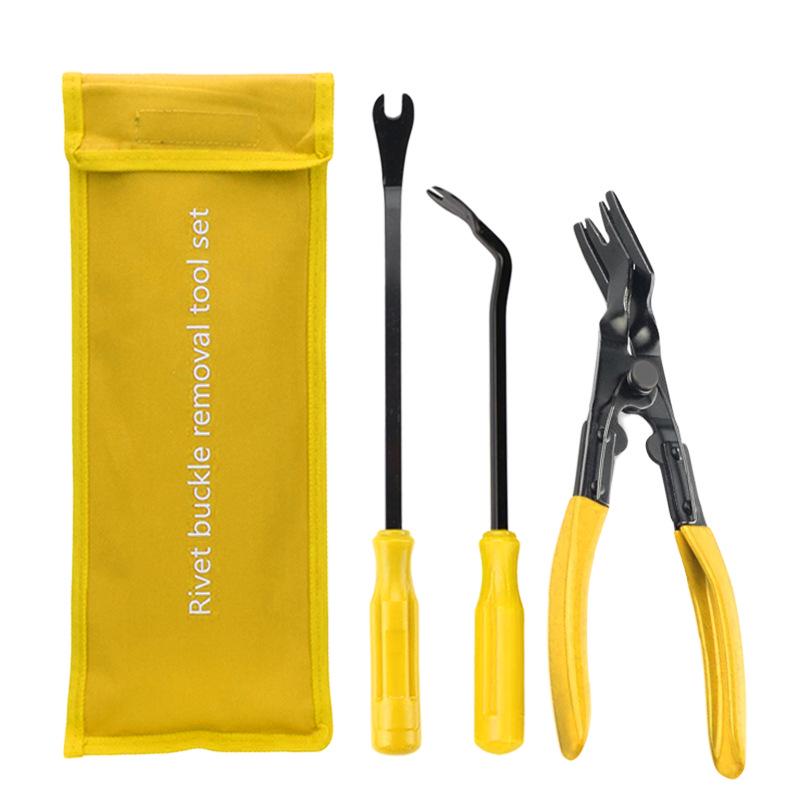 3-Piece Automotive Fastener and Rivet Removal Tool Set: 6-inch & 8-inch Screwdrivers, Pliers for Car Clip and Decorative Opening.