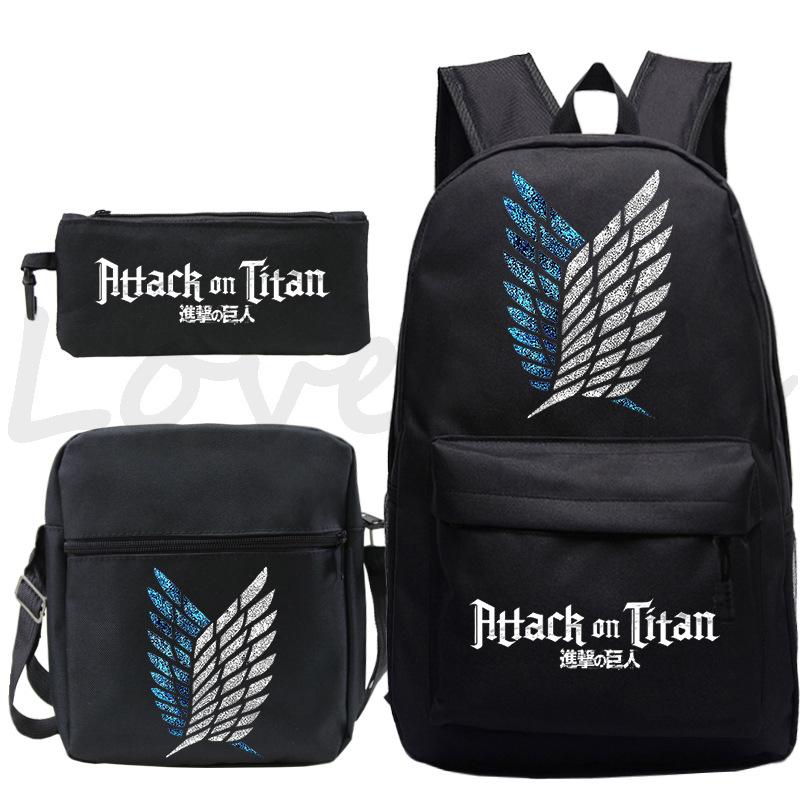 Animation Peripheral Student School Bag Crossbody Bag Pencil Bag Three-Piece Outdoor Backpack