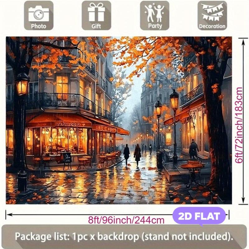 2D plane, 1 piece showcasing fashionable street scenes, highly suitable for autumn-themed parties