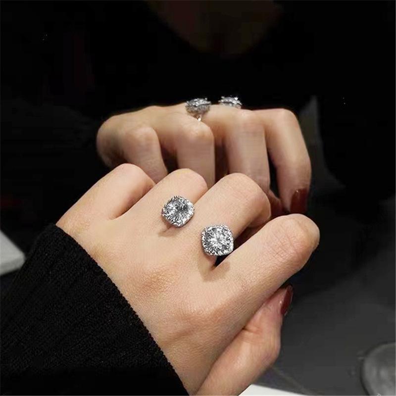 Korean Style Zirconia Diamond Open Ring for Women - Adjustable Index Finger Ring Open/Adjustable