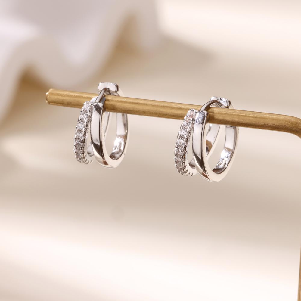Elegant Stainless Steel Earrings Cubic Zirconia Gold Color Anti Fading Earrings for Women 2025 Wedding Jewelry Accessories Gifts