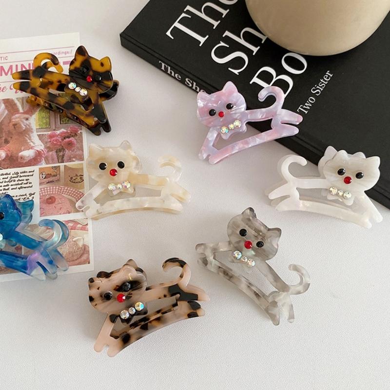 Stylish Cats Acetate Hair Claw Clip Unique Designs Women's Hair Accessory for Daily Outings and Casual Gatherings
