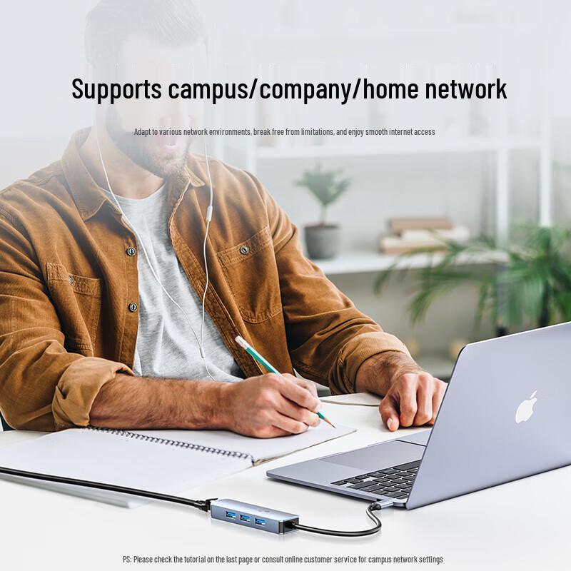 SAMZHE Type-C to Gigabit Ethernet and USB Hub (4-in-1)