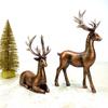 2 Packs Copper Animal Reindeer Figurines Resin Art Deco Decor for Home Sitting & Standing Elk Statues