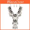 Vintage Water Drop Necklace Earrings Set With Alloy Pendant And Multilayer Chain For Retro Jewelry Enthusiasts