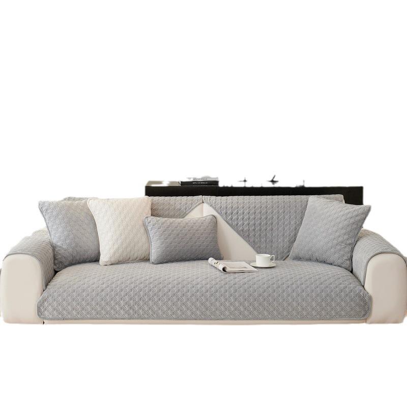 Super Soft Plush Sofa Cushion, Winter Anti-slip Cushion, Thickened Houndstooth Solid Color Sofa Cover, Plush Cover Cloth