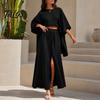 Women Relaxed Fit Suit Summer 2 Piece Outfits, Batwing Half Sleeve Crop Top Breathable Clothing And High Slit Maxi Skirt Travel Vacation Matching Sets