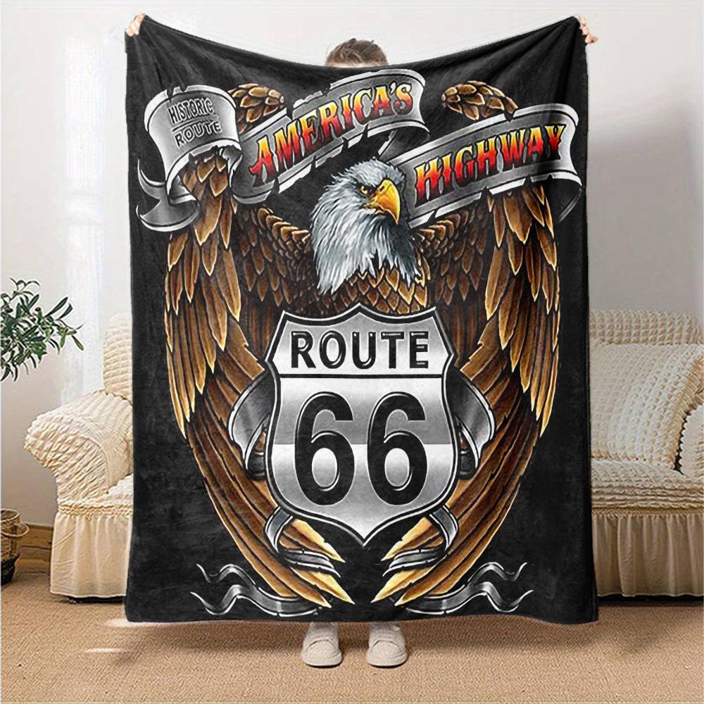 1 Stück Route 66 Highway Weiche Flanell-Ganzjahres-Decke für Zuhause, Büro, Außenbereich Strapazierfähiger Komfort Weiche Warme Decke für Zuhause