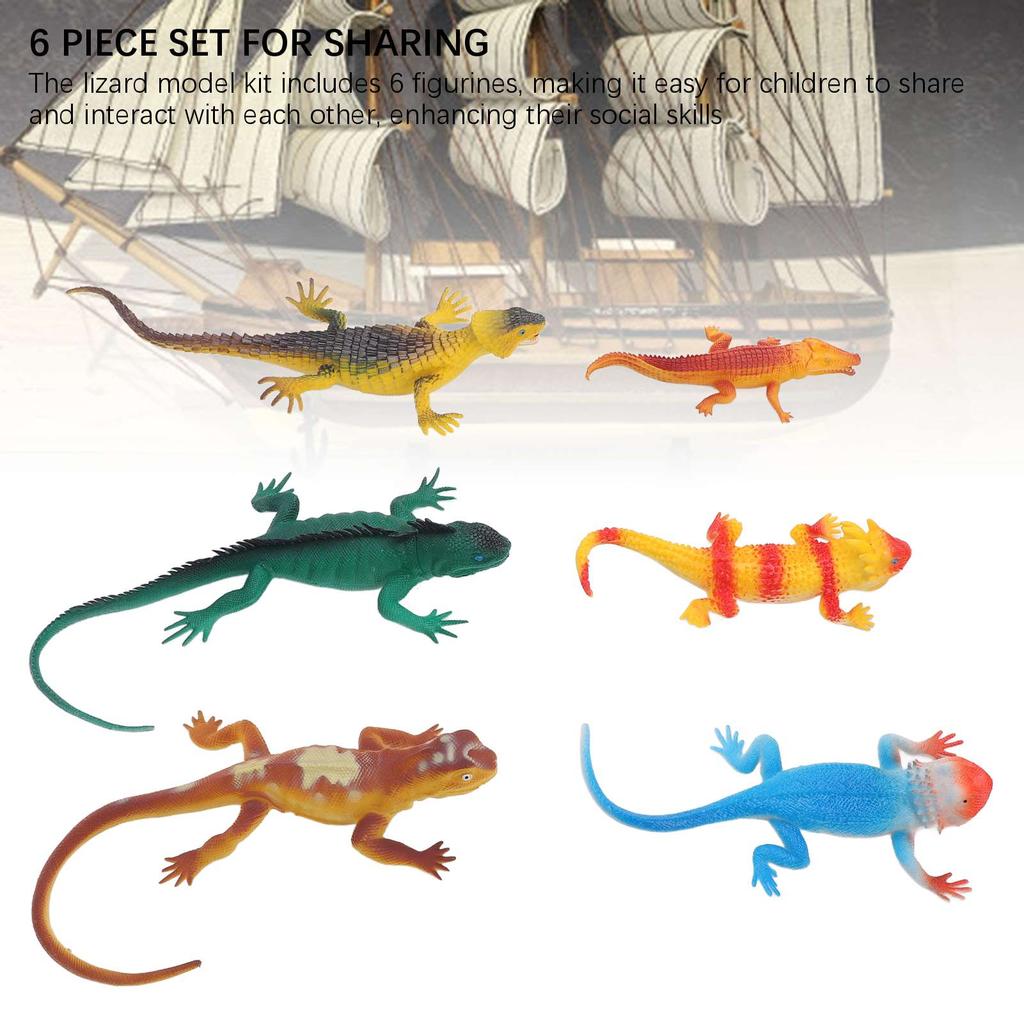 6 Pcs Lizard Figurines Educational Early Learning Realistic Models Reptile Animal Figurine Toys Set
