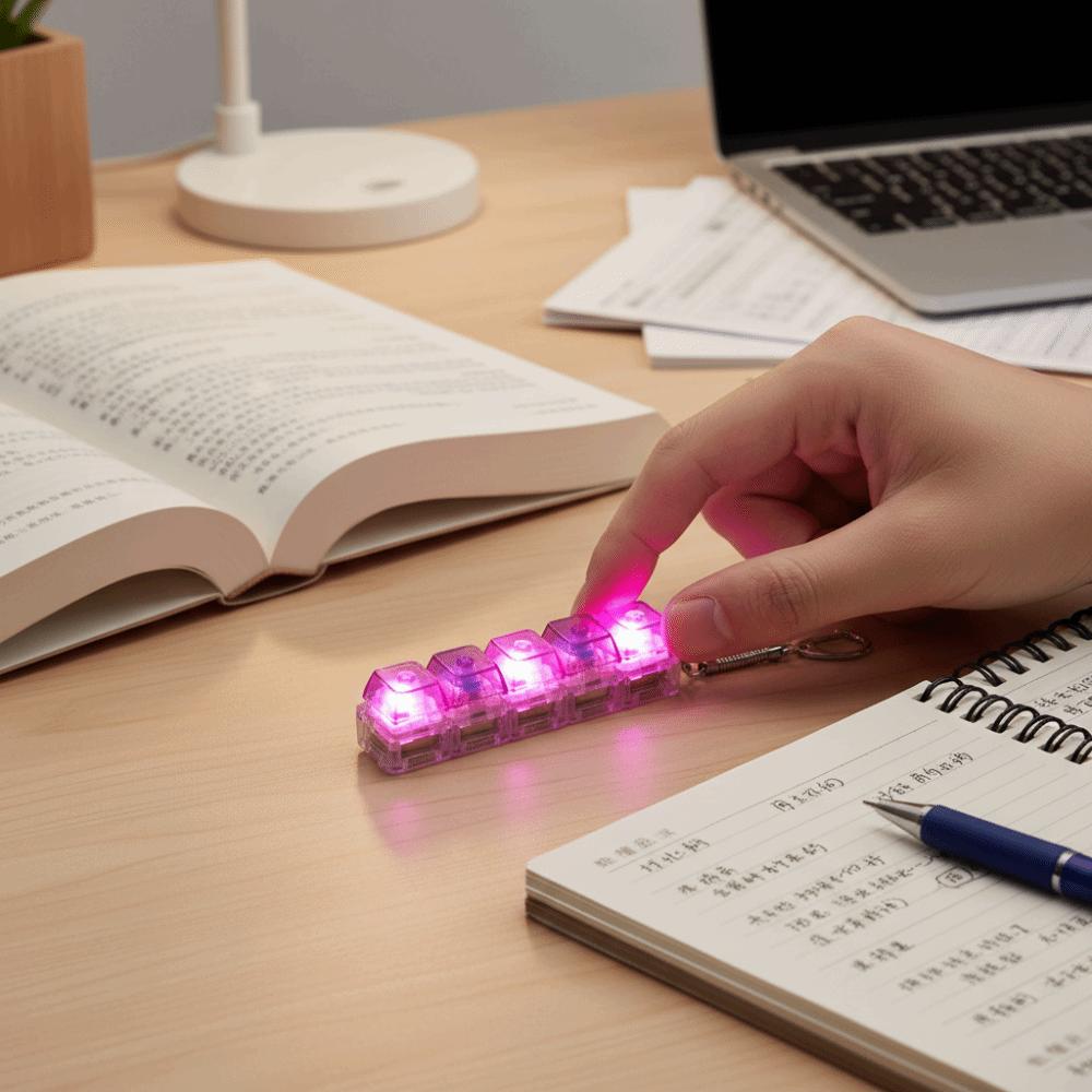 Funny Fidget Keyboard with LED Transparent Shaft Decompression Keyboard  Pass Time