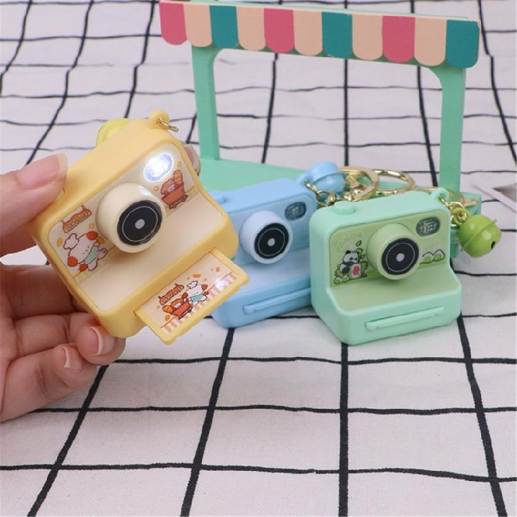 Imitation Camera Shape Keychain Decoration with Press Play Sound and Auto Glowing LED Nighttime Visibility Enhancer