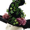 Witch Hat Wizard Lightweight Accessory with Rose Vine Leaves Sorceress Cap Party Props Halloween