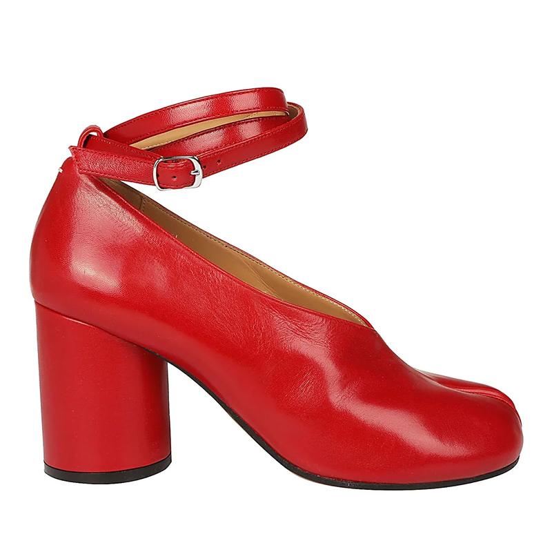 

Летние женские туфли-лодочки из натуральной кожи на высоком каблуке, балетки с ремешком на щиколотке, сандалии «ниндзя» с раздельным носком. 35