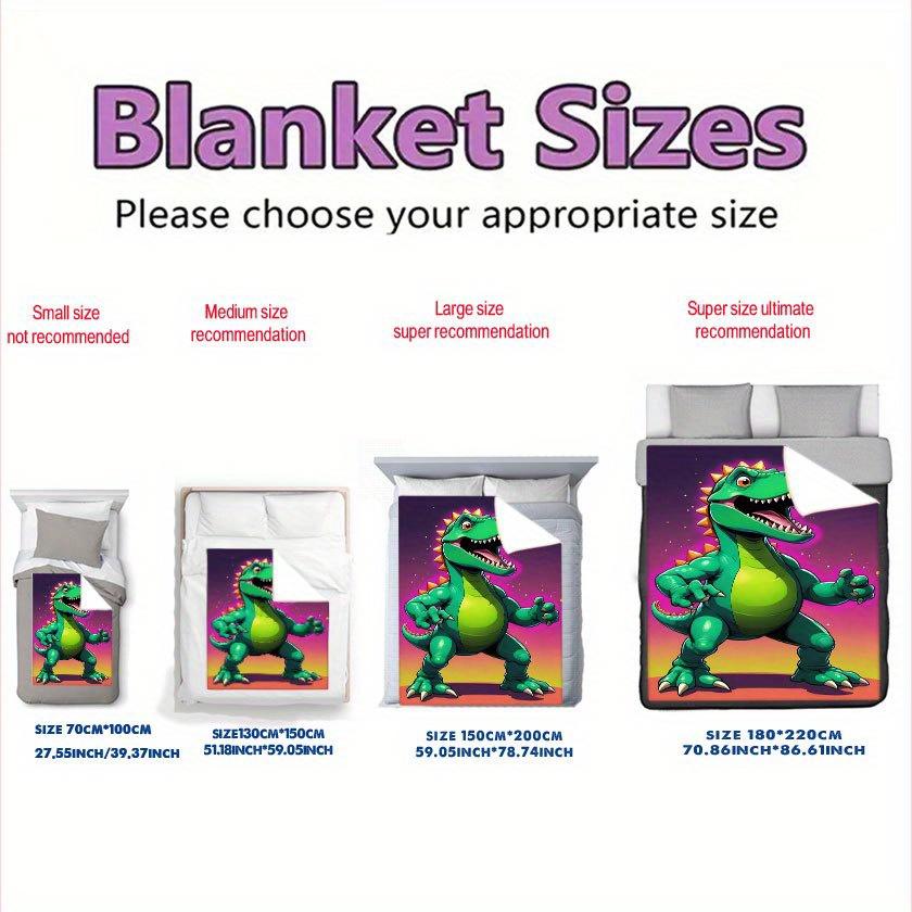 Dinosaur Print Flannel Throw Blanket Thick Heavy Weight Soft Cozy for Bed Napping Air Conditioning Full Coverage Gift