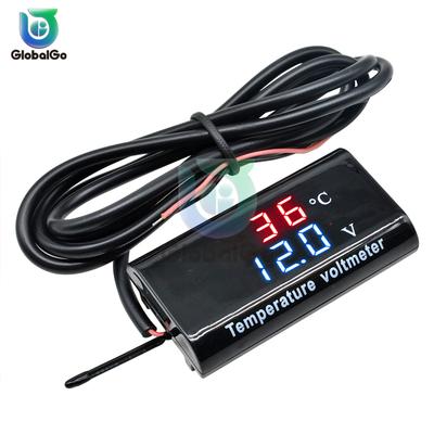 DC 8V-18V LED Digital IPX6 Wasserdicht Temperatur Voltmeter Messgerät 0,28 Zoll Spannungstester Detektor Für Motorrad Autobatterie